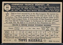 1952 Topps Baseball- #44 Con Dempsey, Phillies- Black Back