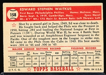 1952 Topps Baseball- #158 Eddie Waitkus, Phillies