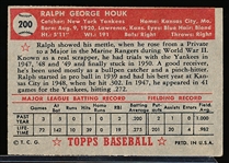 1952 Topps Baseball- #200 Ralph Houk, Yankees