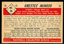 1953 Bowman Bb Color- #36 Minnie Minoso, White Sox