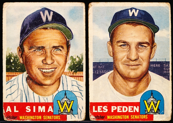 1953 Topps Baseball- 2 Diff Hi#’s- Washington Senators