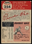 1953 Topps Baseball- Hi# - #254 Preacher Roe, Dodgers