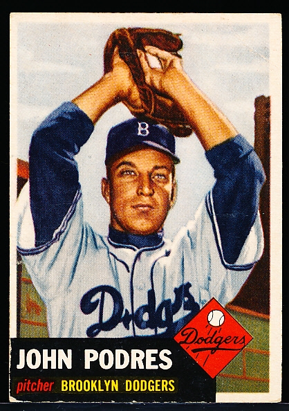 1953 Topps Baseball- Hi# - #263 Johnny Podres, Brooklyn Dodgers