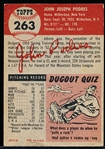 1953 Topps Baseball- Hi# - #263 Johnny Podres, Brooklyn Dodgers