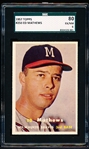 1957 Topps Bb- #250 Ed Mathews, Braves- SGC 80 (Ex/Nm 6)