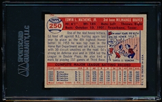 1957 Topps Bb- #250 Ed Mathews, Braves- SGC 80 (Ex/Nm 6)