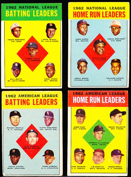1963 Topps Baseball- 4 Diff Leaders