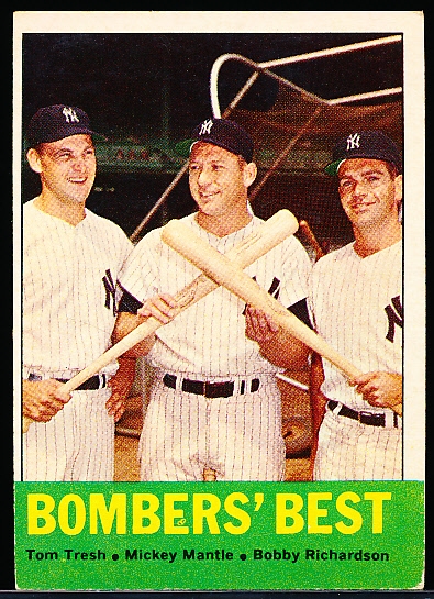 1963 Topps Baseball- #173 Bomber’s Best- Tresh/ Mantle/ Richardson