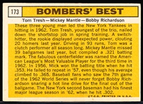 1963 Topps Baseball- #173 Bomber’s Best- Tresh/ Mantle/ Richardson