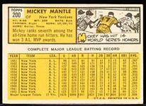 1963 Topps Baseball- #200 Mickey Mantle, Yankees