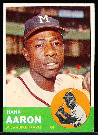 1963 Topps Baseball- #390 Hank Aaron, Braves