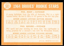 1964 Topps Baseball- #541 Phil Niekro RC- Hi#