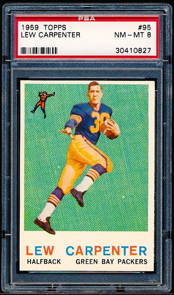 1959 Topps Football- #95 Lew Carpenter, Packers- PSA Nm-Mt 8