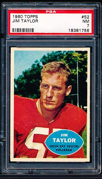 1960 Topps Football- #52 Jim Taylor, Packers- PSA NM 7 