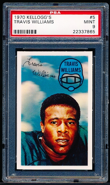 1970 Kellogg’s Football- #5 Travis Williams, Packers- PSA Mint 9 