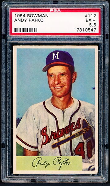 1954 Bowman Bb- #112 Andy Pafko, Braves-PSA Ex+ 5.5