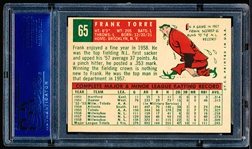 1959 Topps Baseball- #65 Frank Torre, Braves- PSA NM 7 