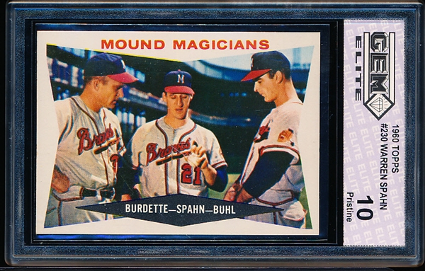 1960 Topps Baseball- #230 Mound Magicians- Spahn- GEM ELITE 10 (Pristine)