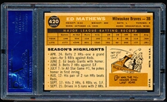 1960 Topps Baseball- #420 Ed Mathews, Braves- PSA NM 7