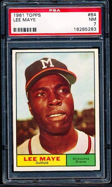 1961 Topps Baseball- #84 Lee Maye, Braves- PSA NM 7