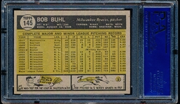 1961 Topps Baseball- 145 Bob Buhl, Braves- PSA NM 7 