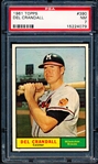 1961 Topps Baseball- #390 Del Crandall, Braves- PSA NM 7