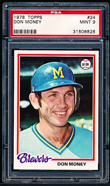 1978 Topps Baseball- #24 Don Money, Brewers- PSA Mint 9 