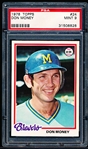1978 Topps Baseball- #24 Don Money, Brewers- PSA Mint 9 