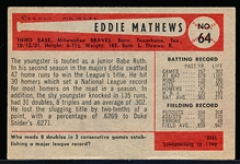 1954 Bowman Baseball- #64 Eddie Mathews, Braves