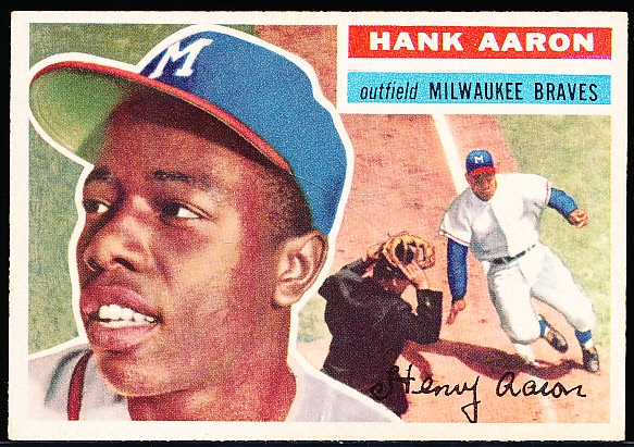 1956 Topps Bb- #31 Hank Aaron, Braves- white back.