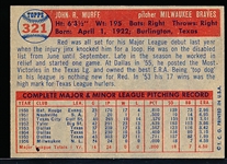 1957 Topps Bb- #321 Red Murff, Braves- Semi Hi#