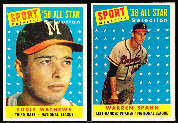 1958 Topps Bb- 2 Diff All Stars