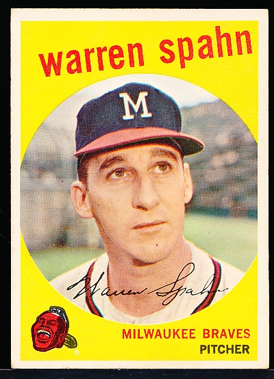 1959 Topps Bb- #40 Warren Spahn, Braves- “21” Back Variation
