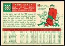 1959 Topps Bb- #380 Hank Aaron, Braves
