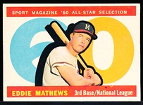 1960 Topps Bb- #558 Ed Mathews AS- Hi# 