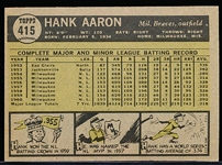 1961 Topps Bb- #415 Hank Aaron, Braves
