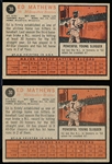 1962 Topps Bb- #30 Ed Mathews- 2 Cards