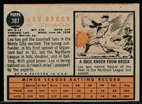 1962 Topps Bb- #387 Lou Brock RC