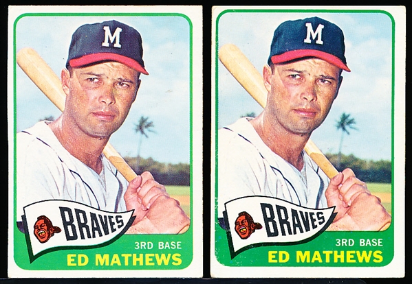1965 Topps Bb- #500 Ed Mathews- 2 Cards