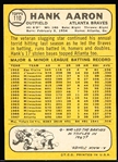 1968 Topps Bb- #110 Hank Aaron, Braves