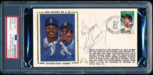 Autographed August 31, 1990 Gateway Cachet Ken Griffey, Sr. and Ken Griffey Jr. Father/ Son Combo- PSA/DNA Certified