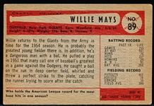 1954 Bowman Bb- #89 Willie Mays, Giants