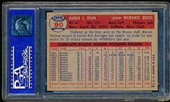 1957 Topps Baseball- #90 Warren Spahn, Braves- PSA NM 7