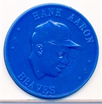 1959 Armour Baseball Coin- Hank Aaron, Braves- Royal Blue Coin