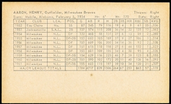 1962 Exhibit Stat Back Bsbl. Card- Hank Aaron, Braves
