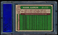 1976 Topps Bb- #550 Hank Aaron, Brewers- PSA NM 7