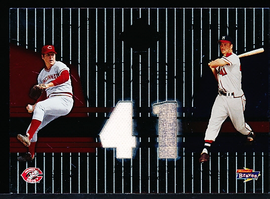 2004 Leaf Limited Bb- “Matching Numbers Jerseys”- #MN-29 Tom Seaver (Reds)/ Eddie Mathews (M. Braves)- #24/100