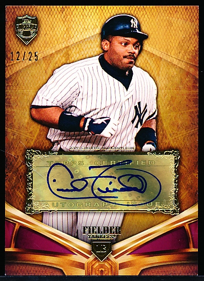 2013 Topps Supreme Bb- “Autographs Purple”- #SA-CFI Cecil Fielder, Yankees- #12/25