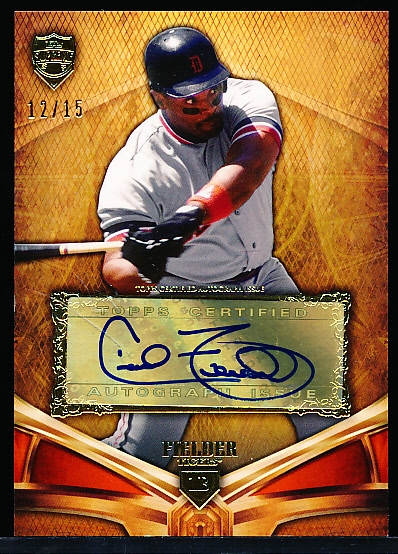 2013 Topps Supreme Bb- “Autographs Orange”- #SA-CF Cecil Fielder, Tigers- #12/15