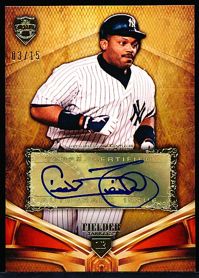 2013 Topps Supreme Bb- “Autographs Orange”- #SA-CFI Cecil Fielder, Yankees- #03/15